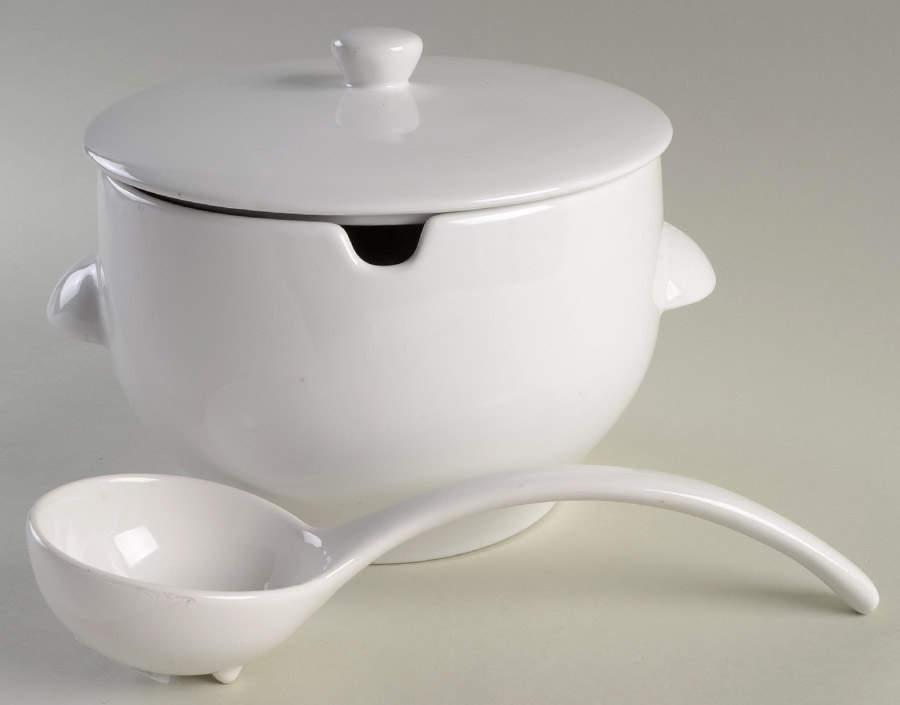 Great White Collection (Rim Shape) Tureen & Lid w/Ladle by Pottery Barn China-1