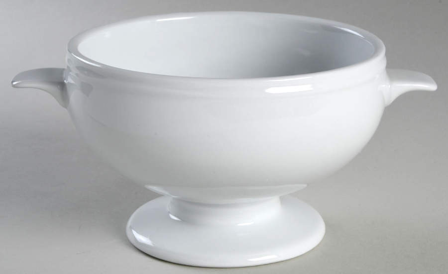 Great White Collection (Rim Shape) Individual Handled Soup Bowl by Pottery Barn China-1