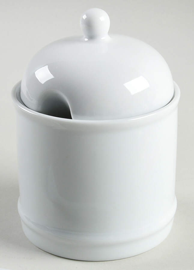 Great White Collection (Rim Shape) Condiment Jar & Lid by Pottery Barn China-1