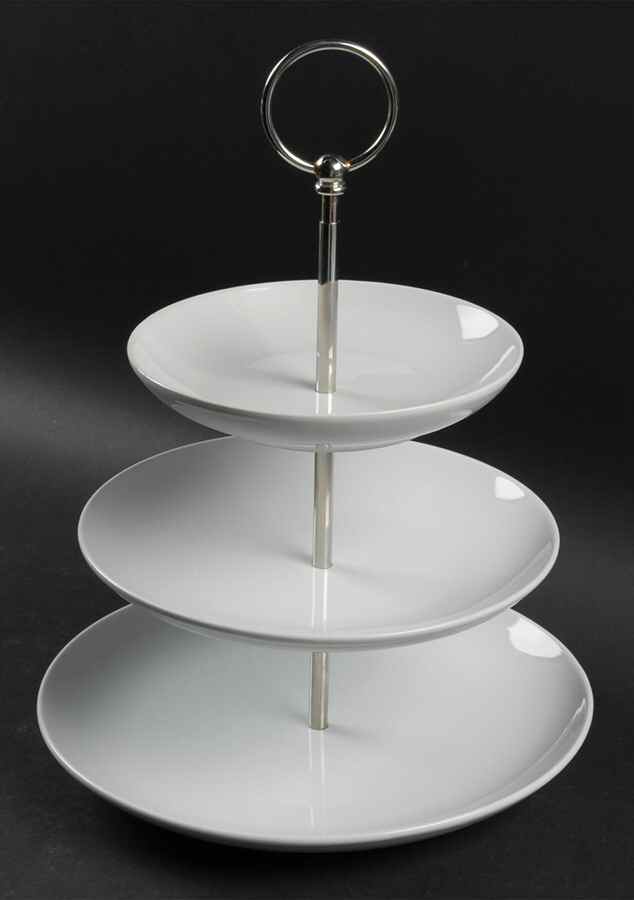 Great White Collection (Rim Shape) 3-Tiered Serving Tray (DP, SP, BB) by Pottery Barn China-1