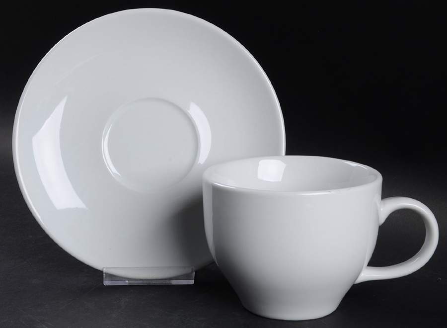Great White Collection (Rim Shape) Flat Cup & Saucer Set by Pottery Barn China-1