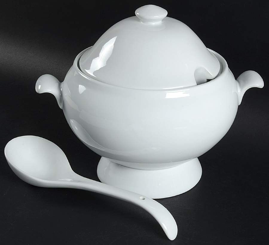 Great White Collection (Rim Shape) Tureen & Lid w/Ladle by Pottery Barn China-1