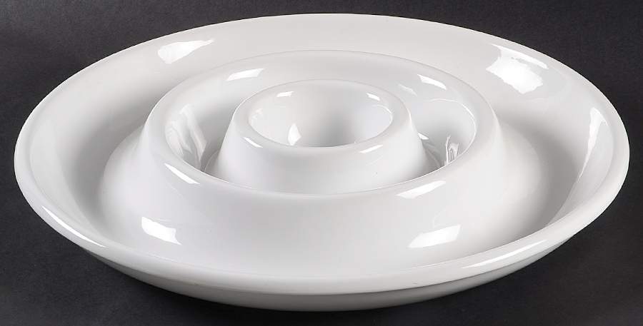 Great White Collection (Rim Shape) 1 Piece Double Chip & Dip by Pottery Barn China-1