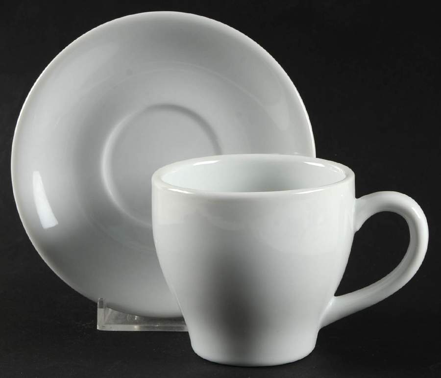Great White Collection (Rim Shape) Flat Demitasse Cup & Saucer Set by Pottery Barn China-1