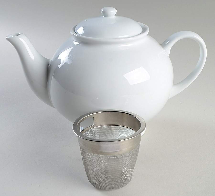 Great White Collection (Rim Shape) Teapot & Lid with Infuser by Pottery Barn China-1