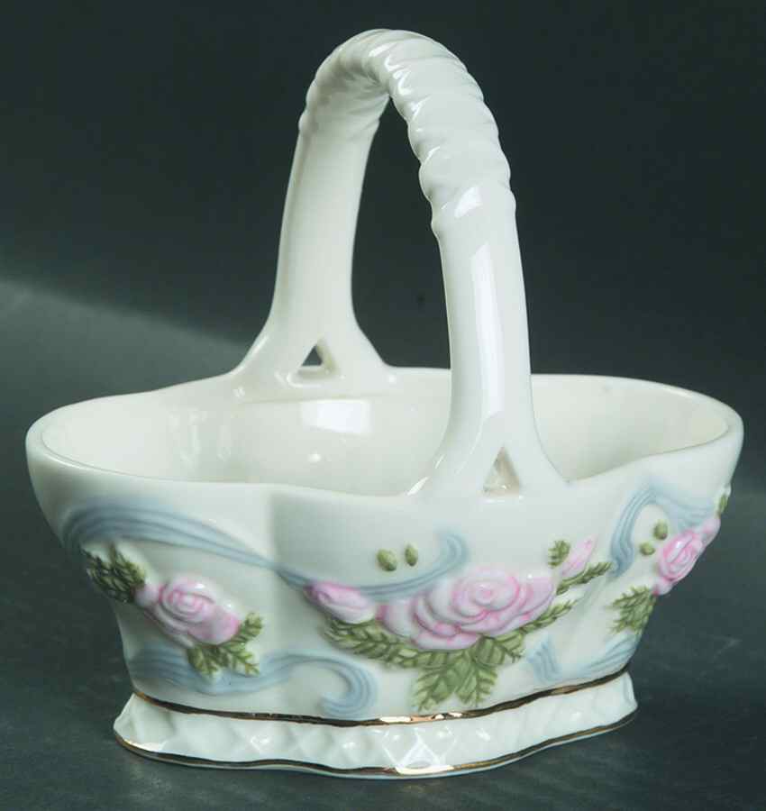 Rose Garland 5" Handled Basket by Princess House-1