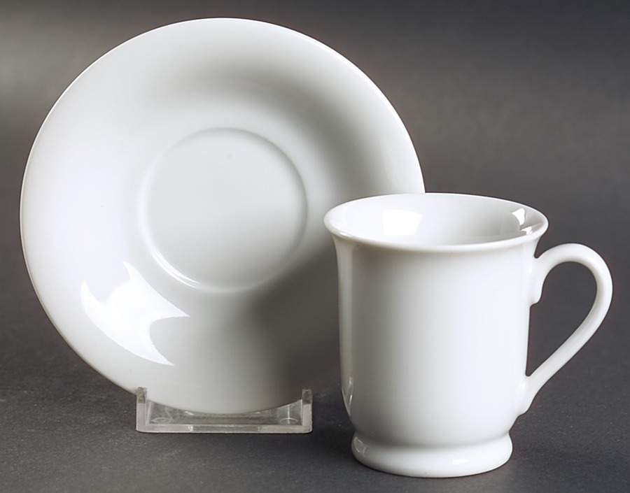 PB White Footed Demitasse Cup & Saucer Set by Pottery Barn China-1