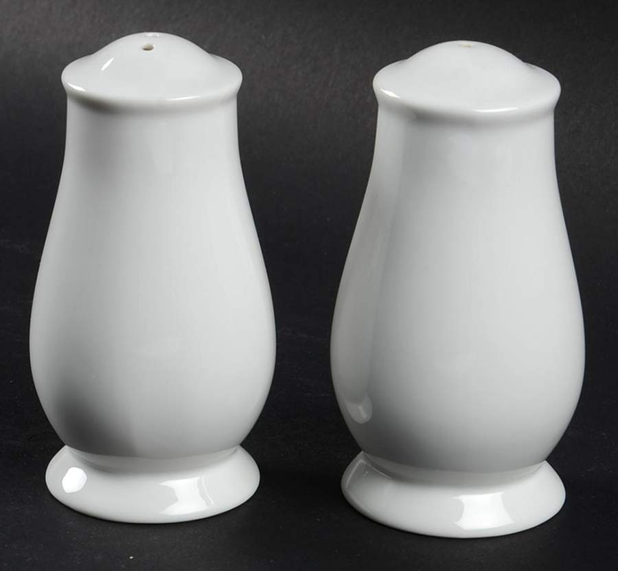 PB White Salt & Pepper Set by Pottery Barn China-1