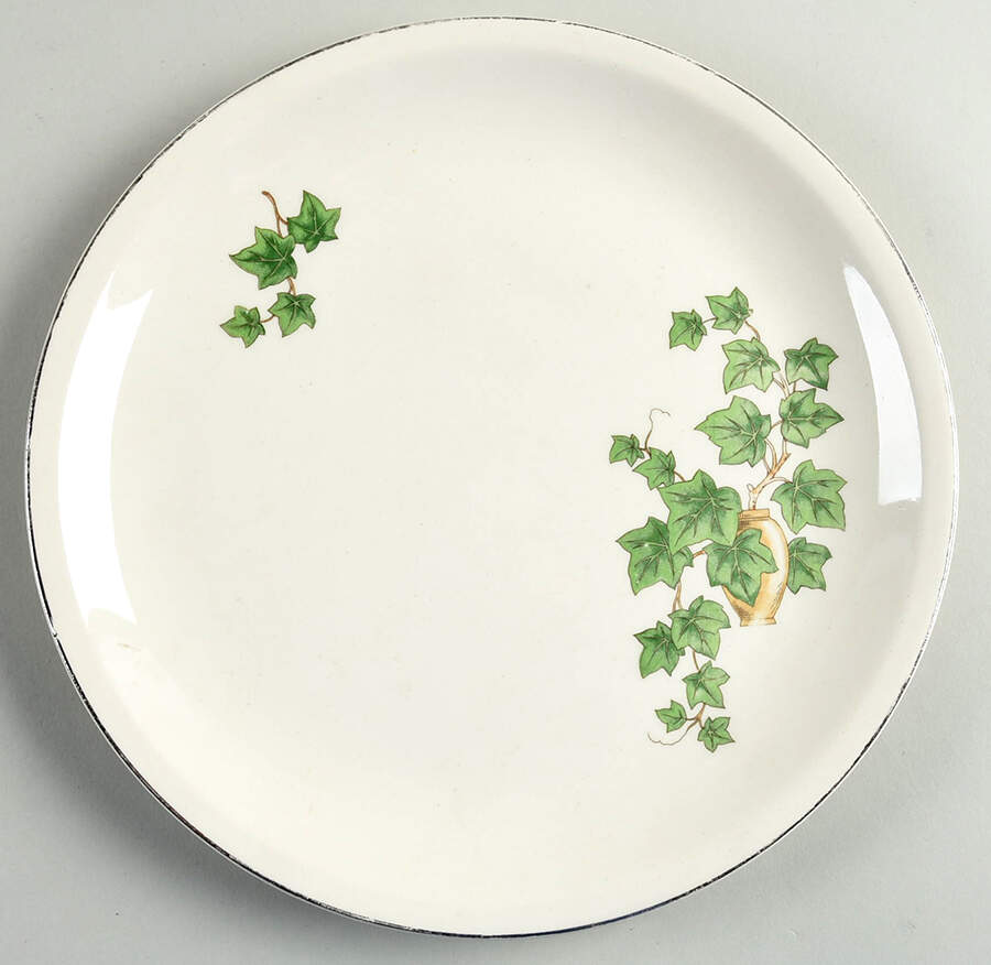 Ivy (Platinum Trim) Dinner Plate by Paden City-1