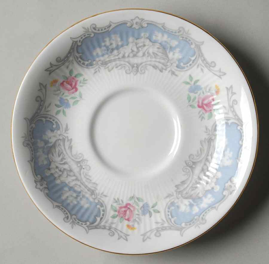Dubarry (Smooth, Blue Panels, Pink Roses) Saucer by Paragon-1
