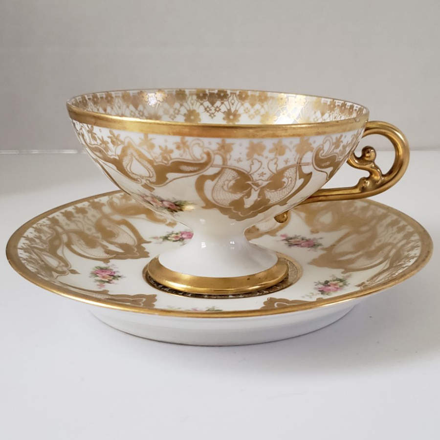 POY490 Footed Cup & Saucer Set by Jean Pouyat-1