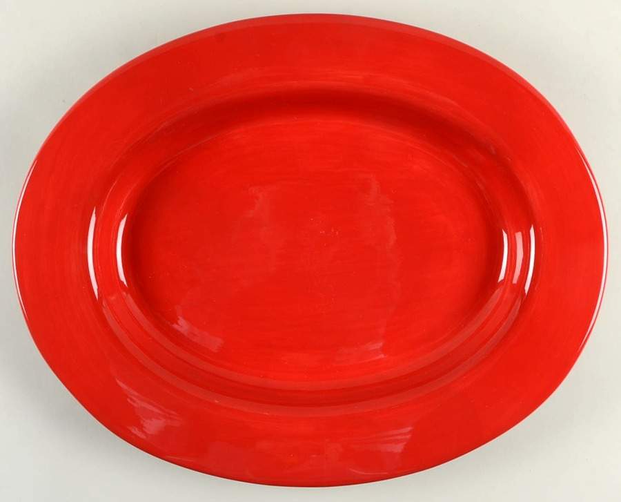 Sausalito Red 18" Oval Serving Platter by Pottery Barn China-1