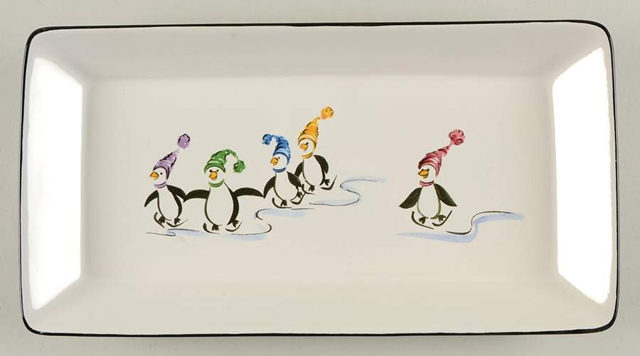 Penguin Skate Rectangular Tray 11" by Pfaltzgraff-1