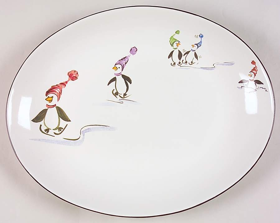 Penguin Skate 14" Oval Serving Platter by Pfaltzgraff-1