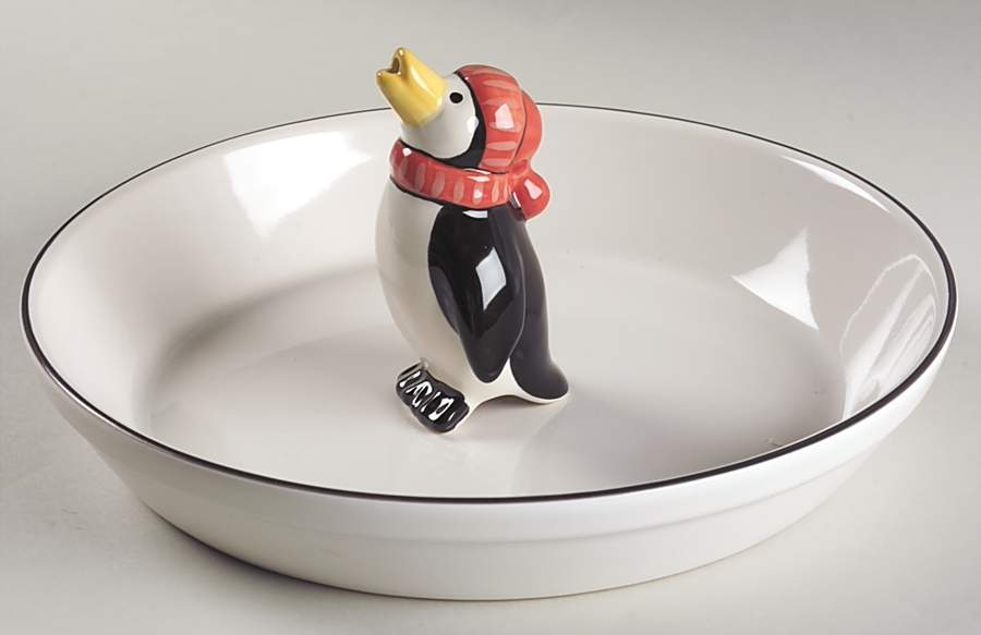 Penguin Skate 9" Pie Baking Plate with Pie Penguin by Pfaltzgraff-1