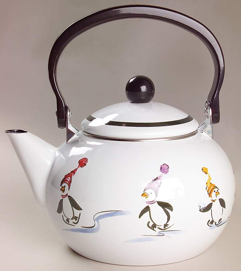 Penguin Skate Metal Kettle & Lid by Pfaltzgraff-1