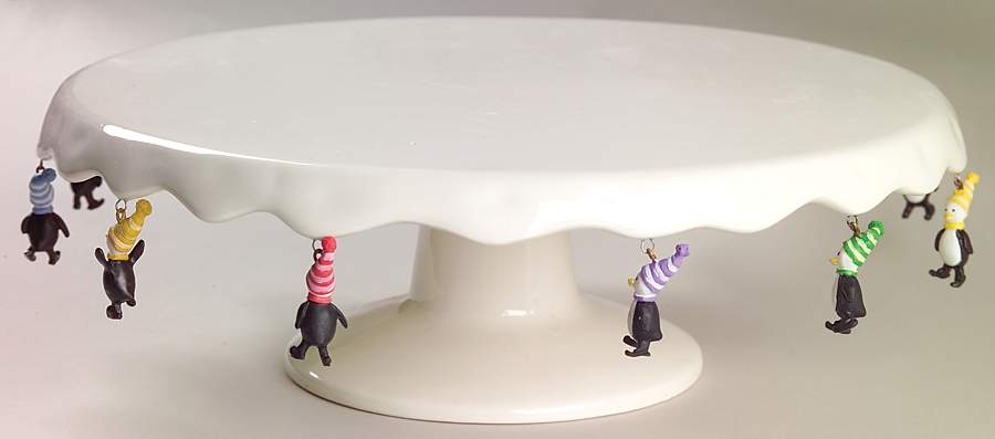 Penguin Skate 12" Diameter Pedestal Cake Stand by Pfaltzgraff-1