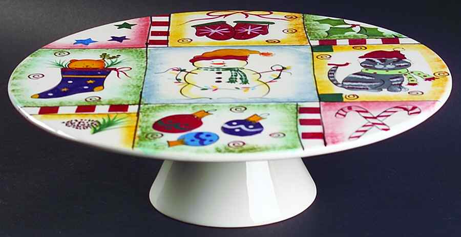 Holiday Magic 12" Diameter Pedestal Cake Stand by Pfaltzgraff-1
