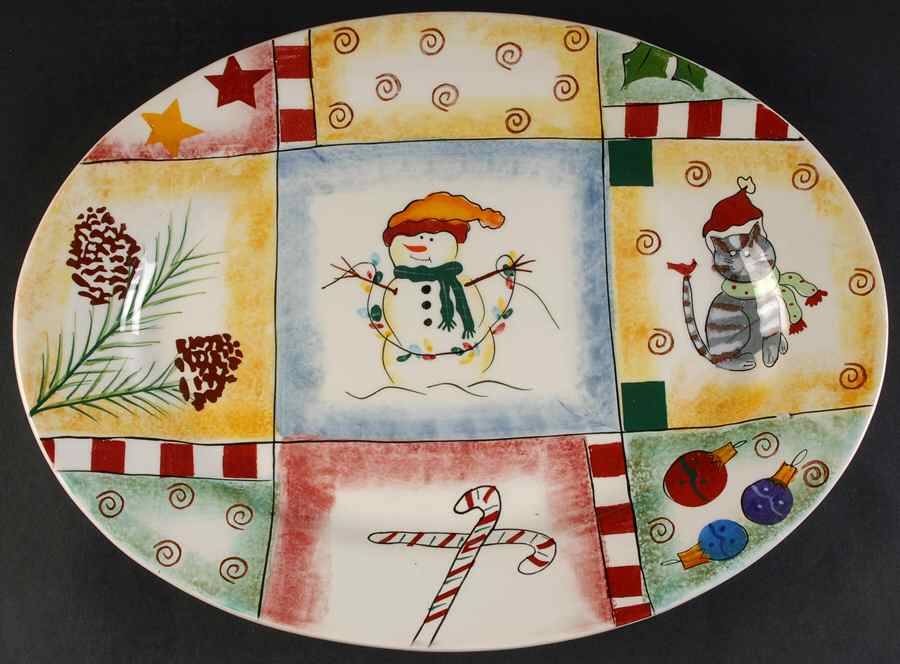 Holiday Magic 14" Oval Serving Platter by Pfaltzgraff-1