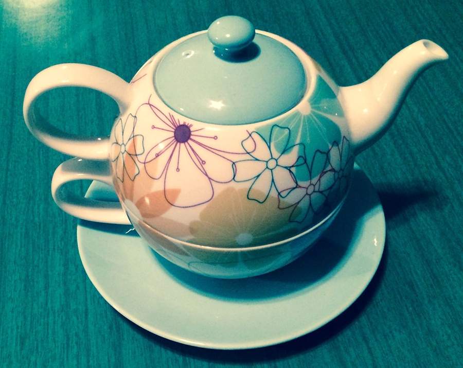 Crazy Daisy Individual Teapot & Lid with Cup & Saucer by Portmeirion-1