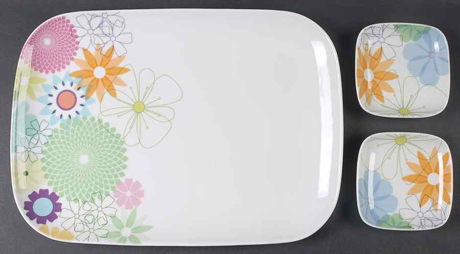 Crazy Daisy 15" Rectangular Platter & 2 Dip Bowls by Portmeirion-1