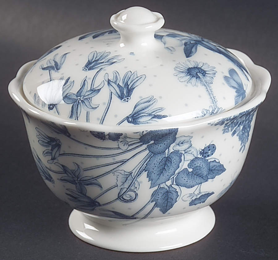 Botanic Blue Sugar Bowl & Lid by Portmeirion-1