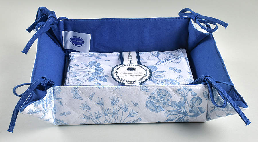 Botanic Blue Cloth Bread Basket & 4 Napkins (Basbc & Napc) by Portmeirion-1