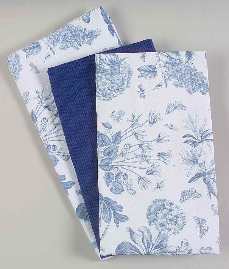 Botanic Blue Set of 3 Tea Towels (2 Tetom1 & 1 Tetom2) by Portmeirion-1
