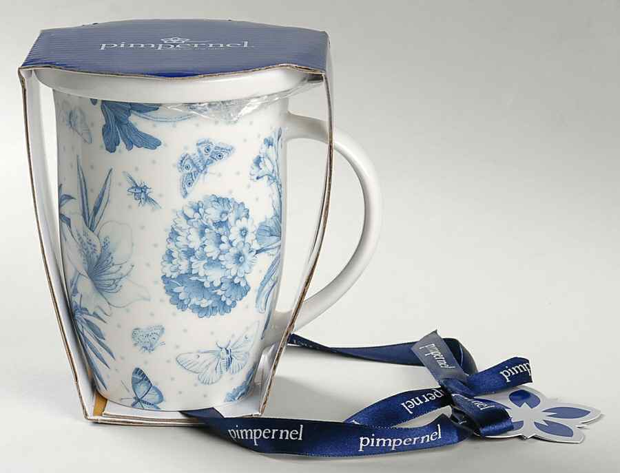 Botanic Blue Tisanieres Set-Mug, Metal Filter, & Coaster by Portmeirion-1