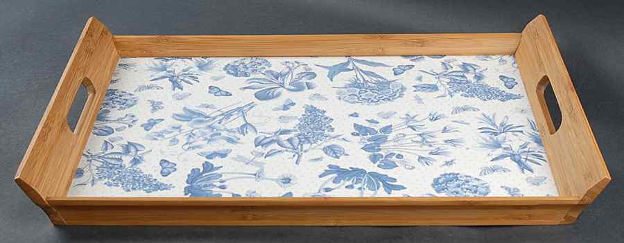 Botanic Blue 18" Stacking Bamboo Tray by Portmeirion-1