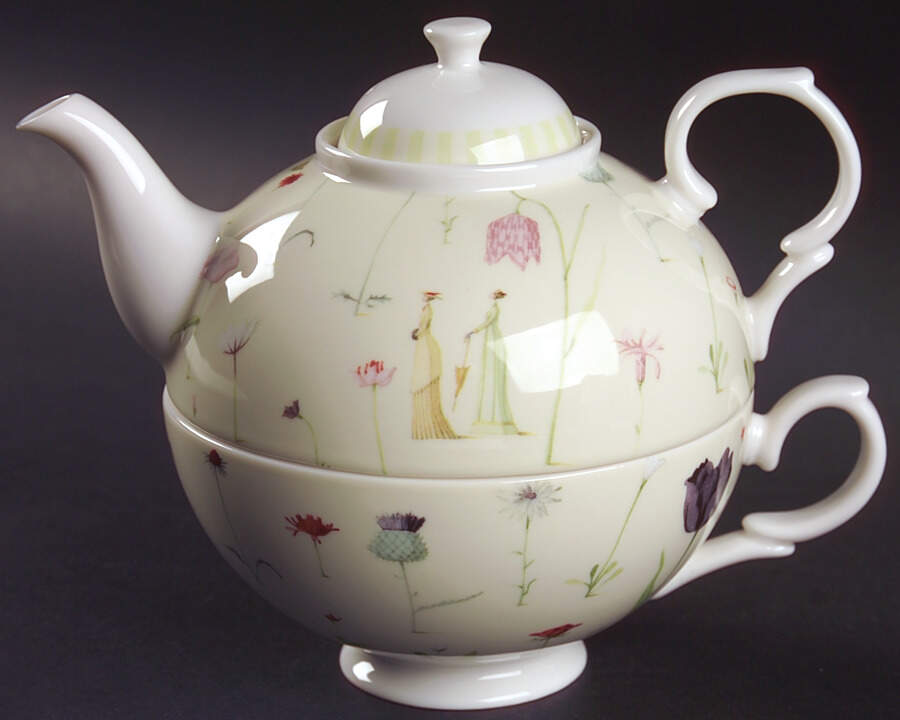 Up the Garden Path Individual Teapot & Lid with Cup by Portmeirion-1