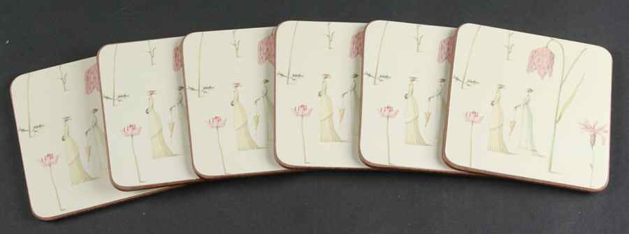 Up the Garden Path Square Corkback Coaster - Set of 6 by Portmeirion-1