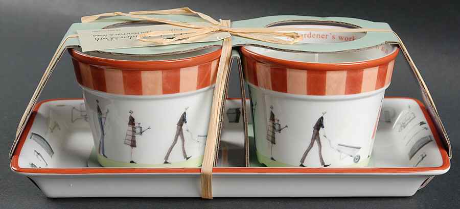 Up the Garden Path Herb Pots with Tray (2 Pots and 1 Tray) by Portmeirion-1