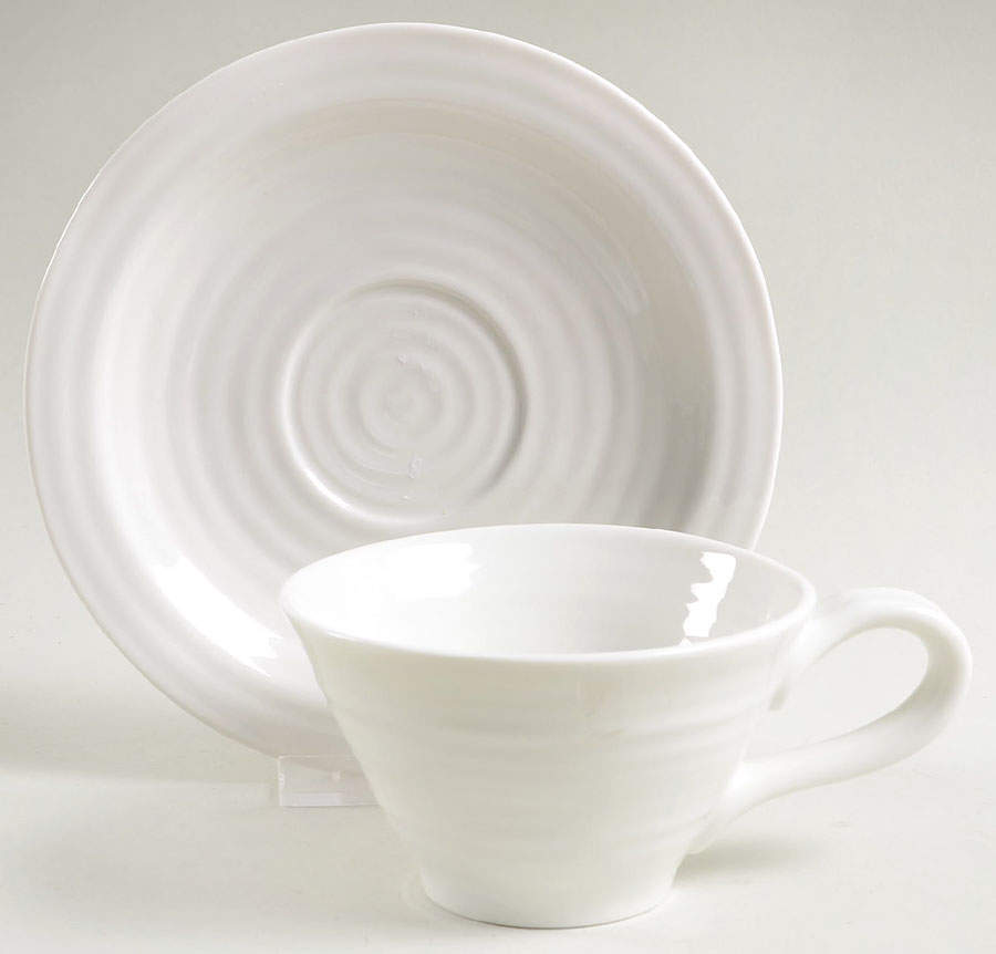 Sophie Conran White Flat Cup & Saucer Set by Portmeirion-1
