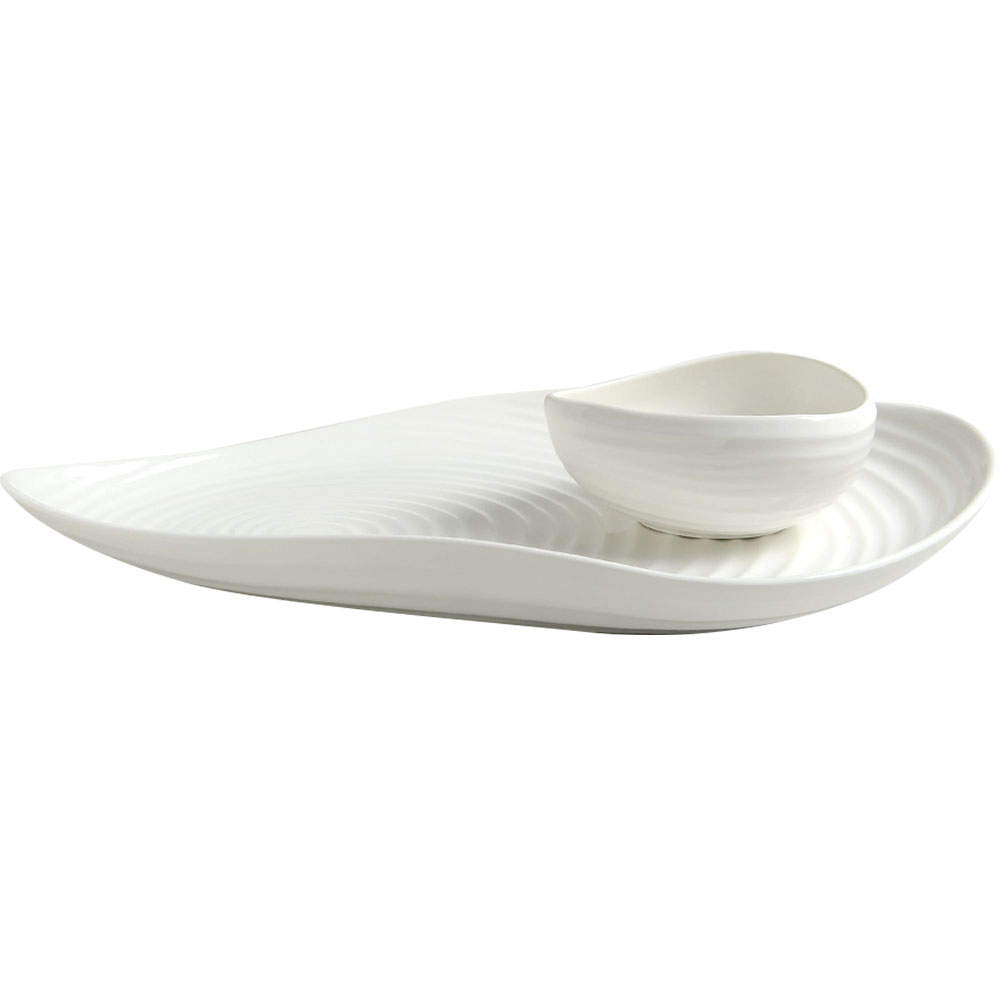 Sophie Conran White Shell Shaped Chip & Dip (Uses PLRDSH & SHB4) by Portmeirion-1