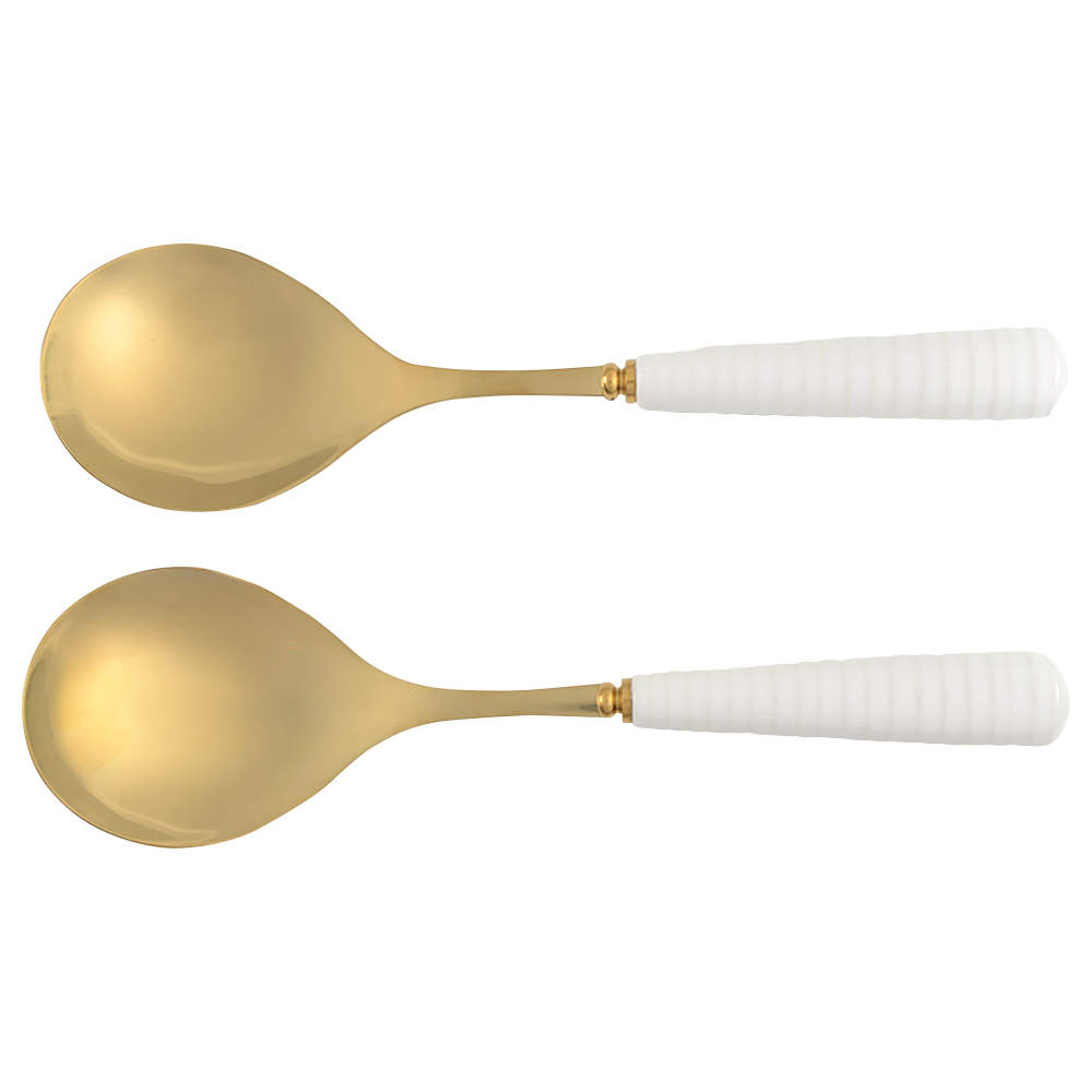 Sophie Conran White (2 Piece) Salad Set (Gold Electroplate Spoon) by Portmeirion-1