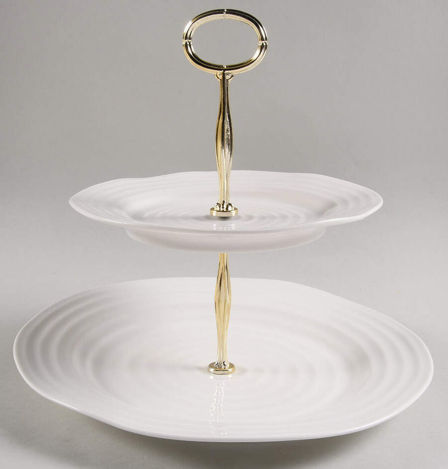 Sophie Conran White 6 5/8"-10"  2 Tiered Serving Tray (Dp, Sp) HC by Portmeirion-1