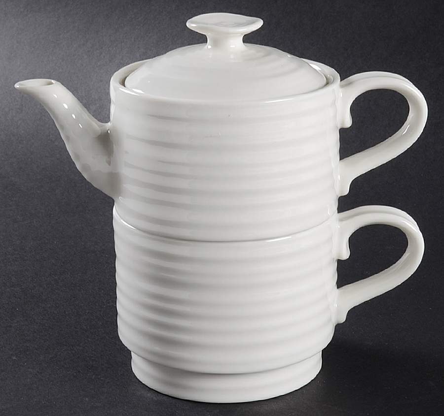 Sophie Conran White Individual Teapot & Lid w/Stacking Cup by Portmeirion-1