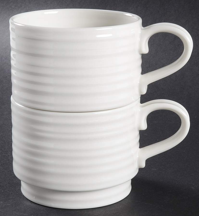Sophie Conran White Stacking Flat Cup - Set of 2 by Portmeirion-1