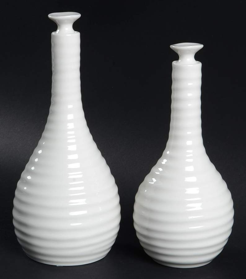 Sophie Conran White Vinegar and Oil Set with Stoppers by Portmeirion-1