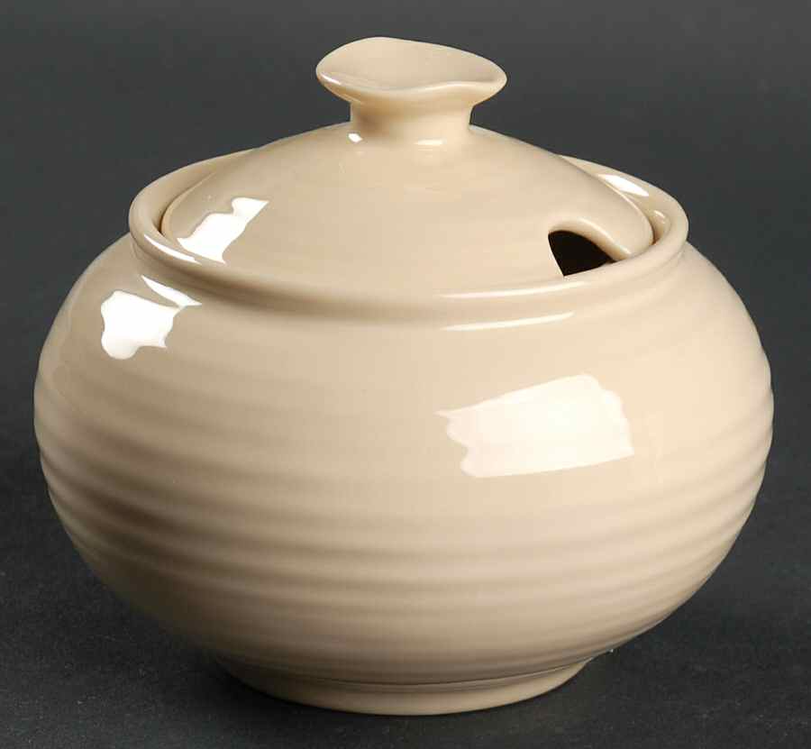 Sophie Conran Biscuit (Beige) Sugar Bowl & Lid by Portmeirion-1