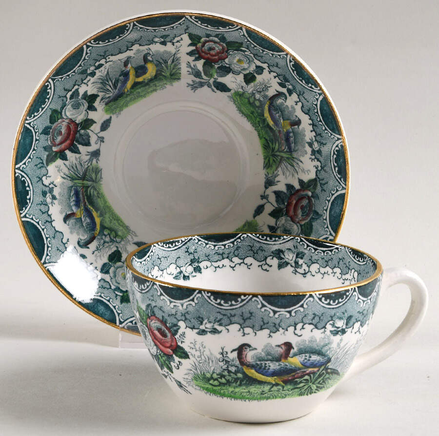 PVF6 Footed Cup & Saucer Set by PV-France (Peasant Village)-1