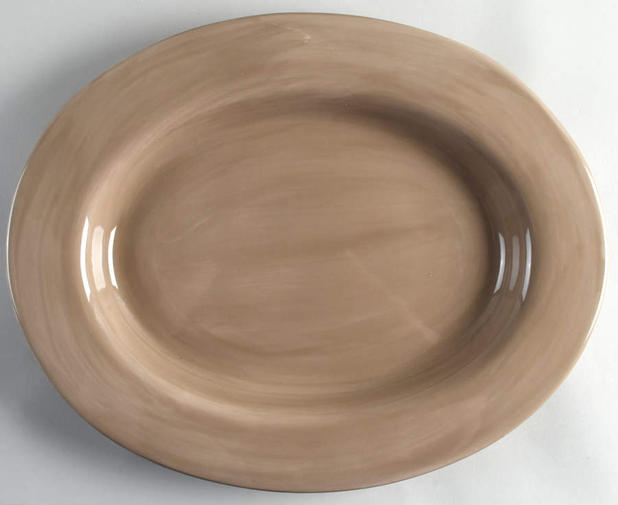 Sausalito Taupe 18" Oval Serving Platter by Pottery Barn China-1