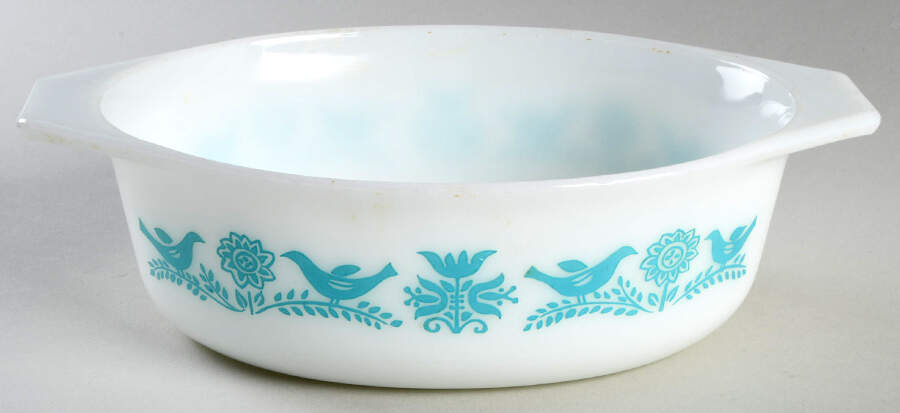 Bluebird 1.5 Quart Oval Covered Casserole No Lid by Pyrex-1