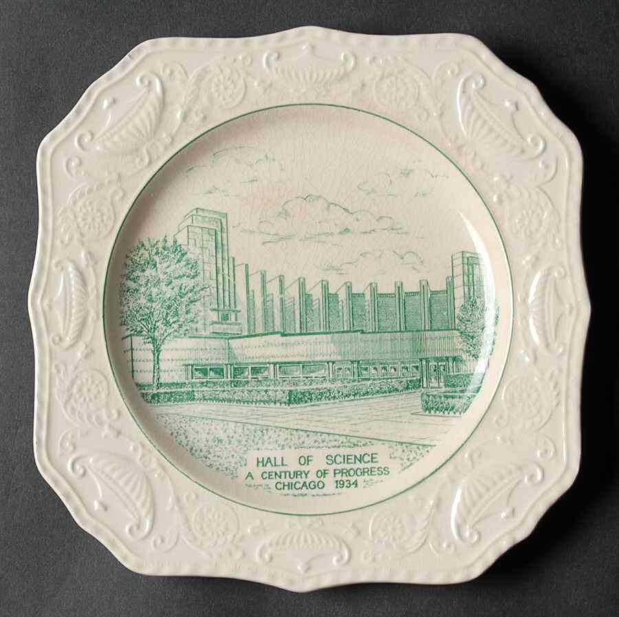 Century of Progress (Green) Square Salad Plate by Pickard-1