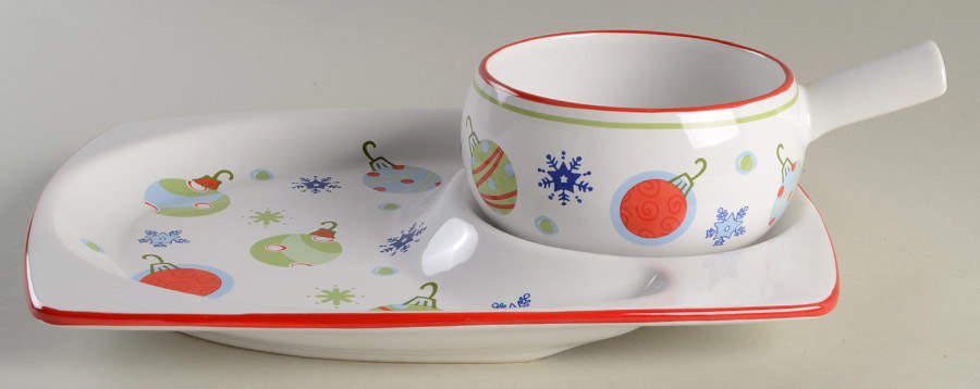 Taffy Candy Snack Set with 11" (SNTR11) Tray & Stick Handle Soup (SOH) by Pfaltzgraff-1