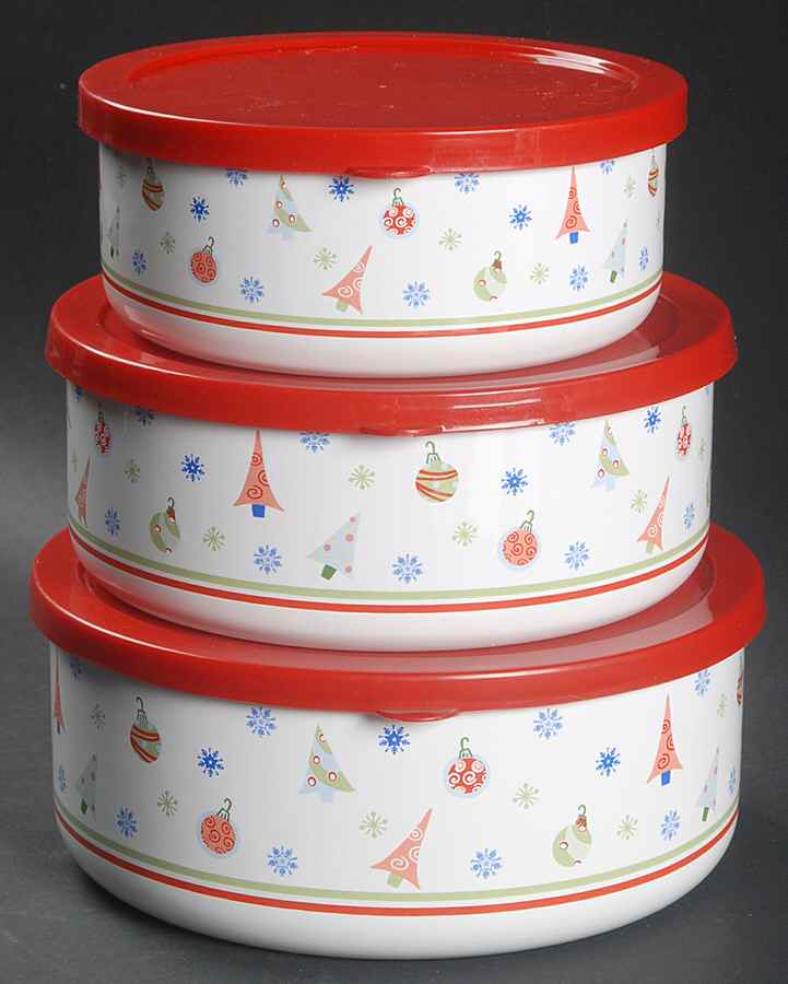Taffy Candy 3 Pc Metal Bowl W/Plastclid (5 3/4",6 5/8",7 1/4") by Pfaltzgraff-1