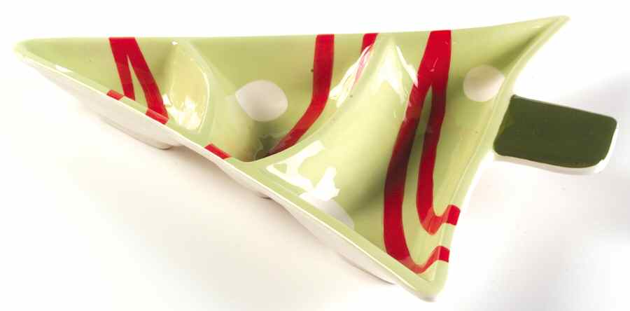 Taffy Candy 3 Part Large Tree Shaped Dish by Pfaltzgraff-1