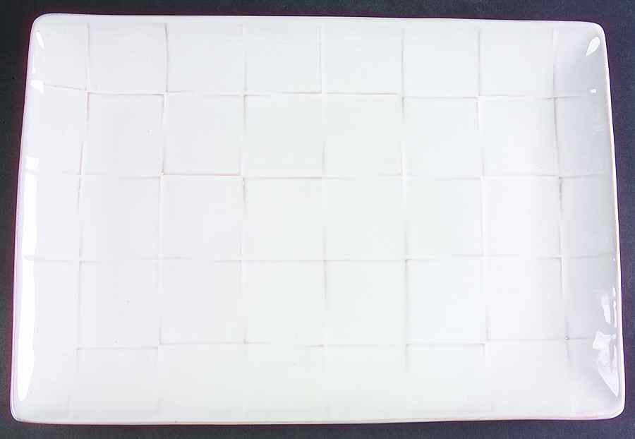 Cubic White Rectangular Serving Platter by Pier 1-1