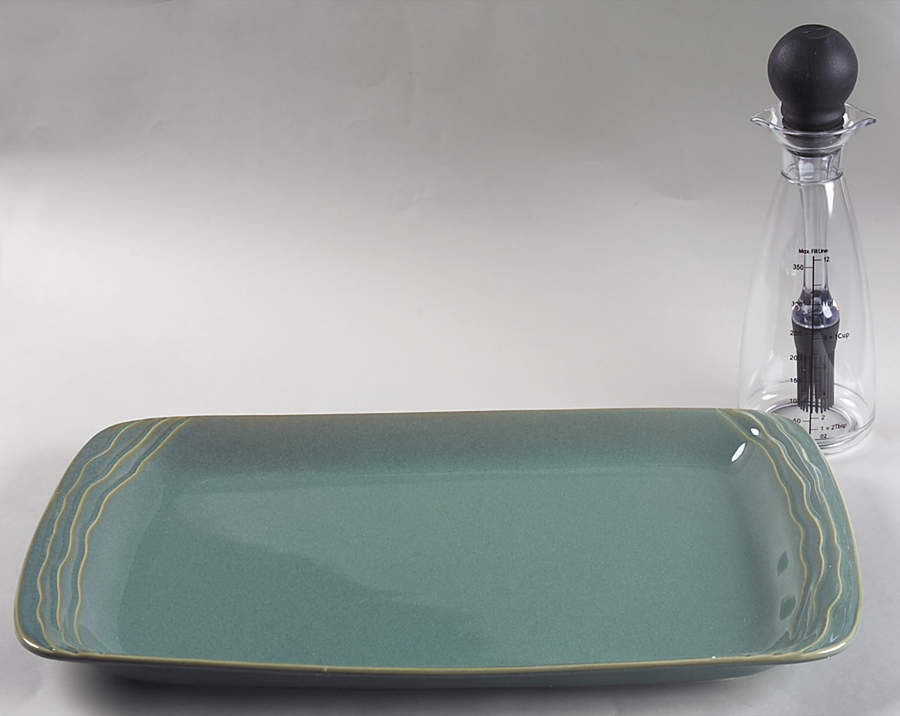 Seychelles 2 Pc Barbeque Set (16" Platter & Glass Bottle) by Pfaltzgraff-1